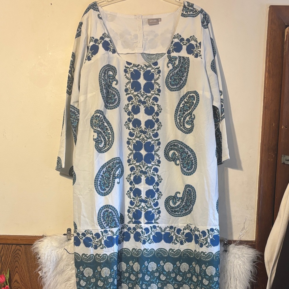 eShakti Blue and White Paisley Tunic